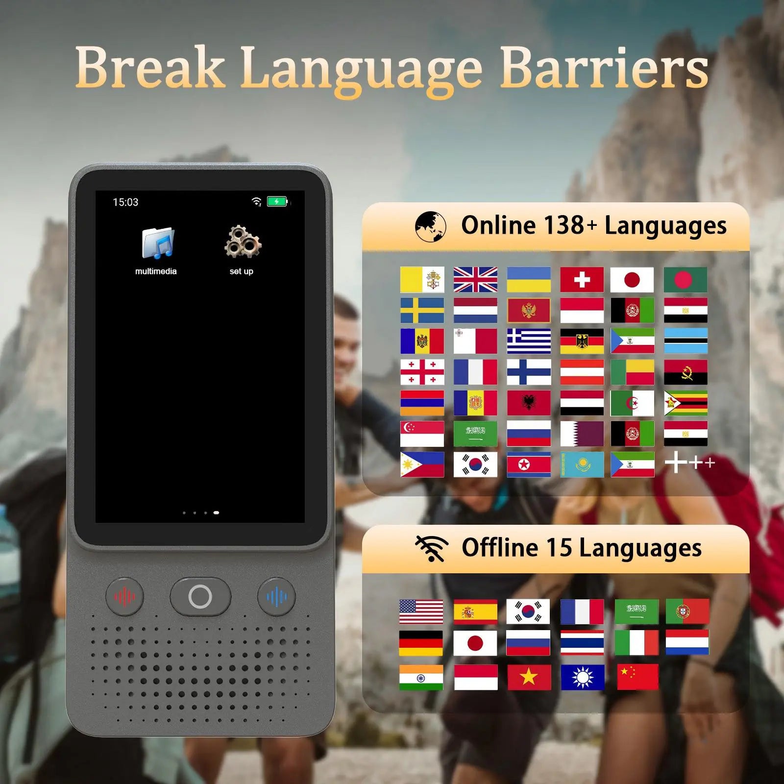 Al Language Translator Device | No Additional Charges L Translation Does Not Require a Signal Source | Translate 138+Languages with Wifi | Translation Multi-Language Touchscreen Real-Time Translaton