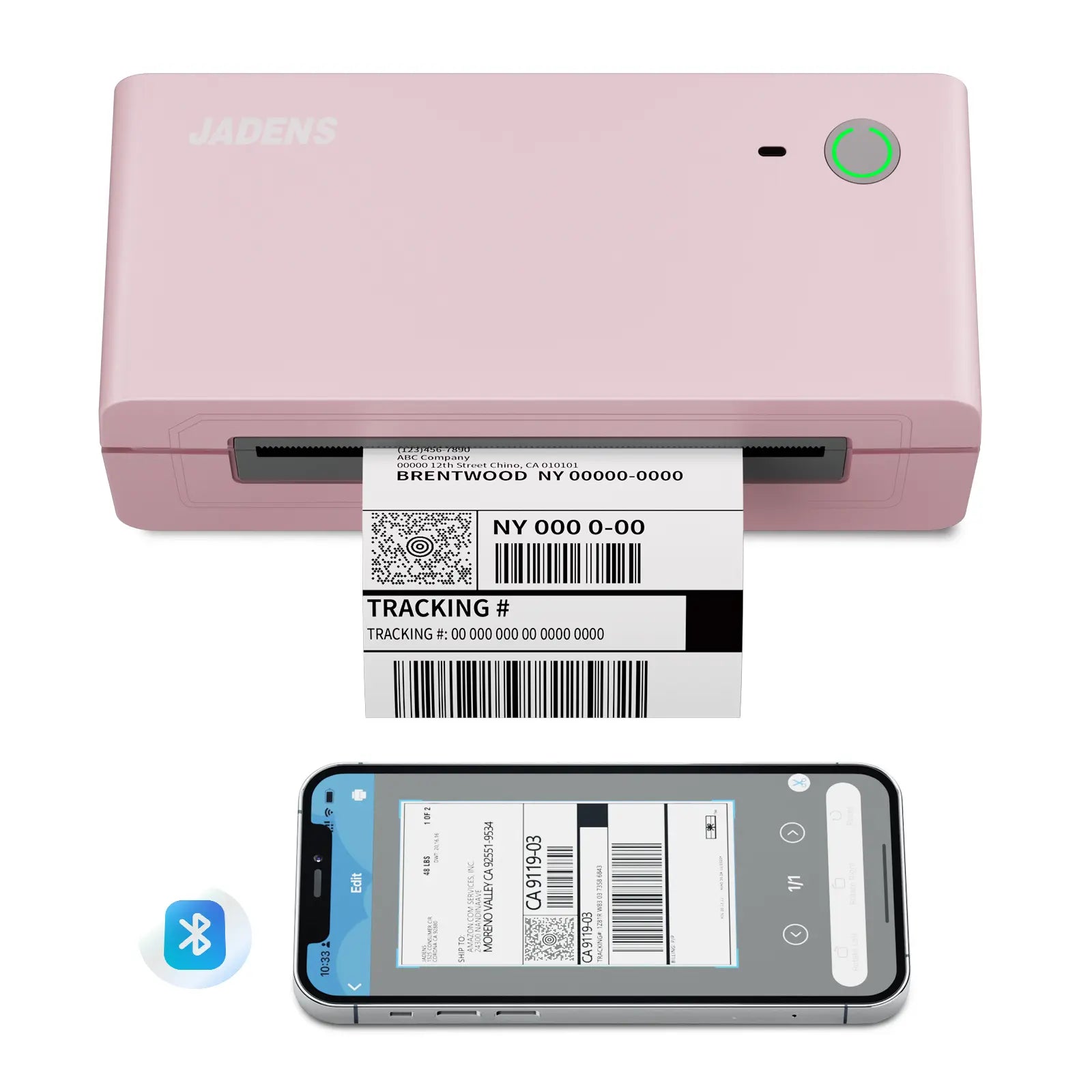 JADENS Shipping Label Printer,Bluetooth Wireless Thermal Label Printer, Compatible with Ios, Android, Windows, Mac, Chromebook, Widely Used for Etsy, Ebay, Shopify, Usps-Summervibes
