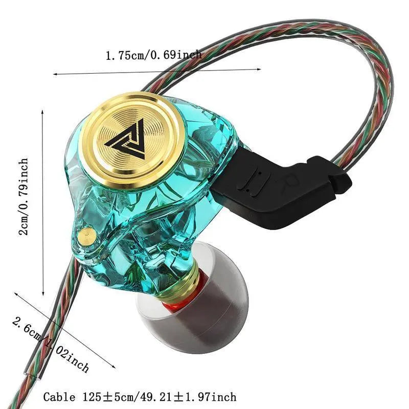 QKZ AK3 Portable Wired In-Ear Earphone, Wired Headphones with Mic, Hifi Subwoofer Noise Cancelling Wired Earphones for Game Sports, 3D Stereo Sound Headphones for Gym & Sports & Game, Headphones 8D Audio, Electronic Audio Earbud In-Ear Monitor Hifi Heavy