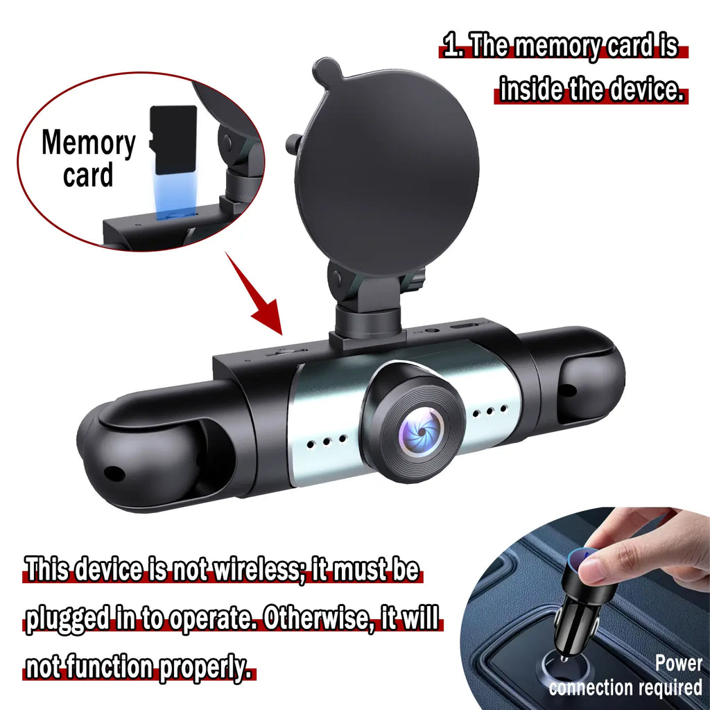 BCUOZ 4-Channel Dash Cam,(Not Wireless) 1080P Full HD Front+720P Rear Left Right Coverage, Requires Charging to Use, G-Sensor, with Free 64GB Memory Card, Car Dashboard Camera / Safe Driving Black Box,24H Parking Mode#Summervibes Outd