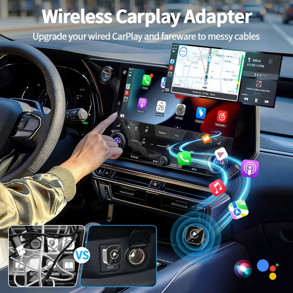 2026 New Upgraded Wireless Carplay Adapter for Iphone/Android – Mini Size, Dual-Band 2.4G/5G, Bluetooth 5.0, Instant Connection & Hands-Free Calling