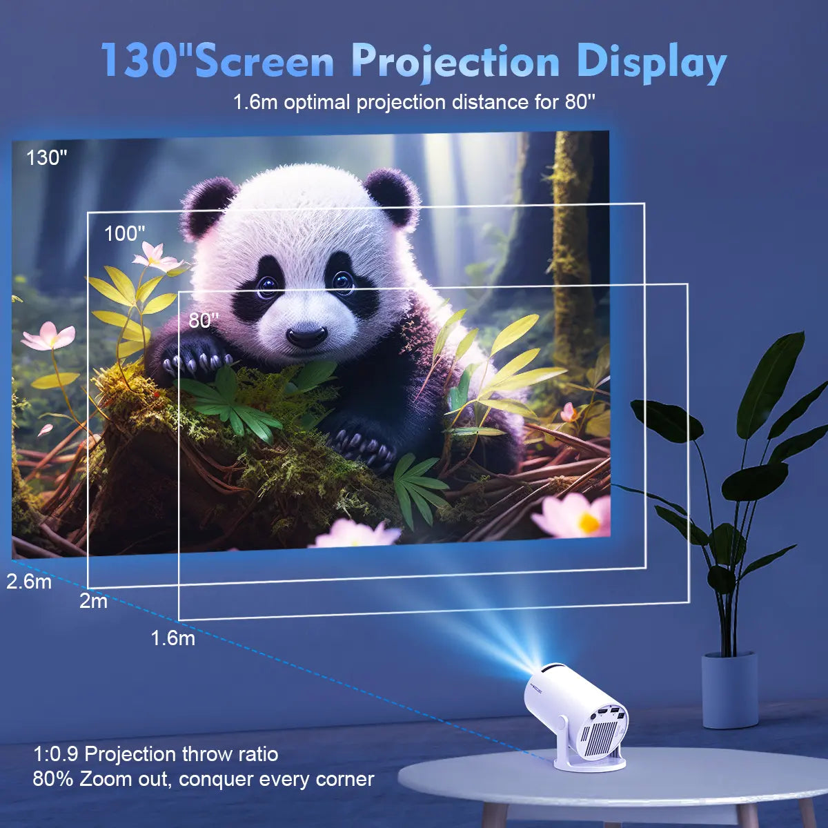 [US Warehouse] Magcubic Hy300Pro Projector 290ANSI Android 14.0 Dual Wifi6 8K 4K Decode Auto Keystone Correction Wireless BT5.4 130"Screen 1280*720P Built-In Speaker Allwinner H726 180° Rotatable Mini Portable Home Cinema Outdoor Audio Summervibes Gift