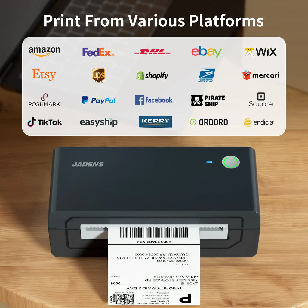 JADENS Shipping Label Printer,Bluetooth Wireless Thermal Label Printer, Compatible with Ios, Android, Windows, Mac, Chromebook, Widely Used for Etsy, Ebay, Shopify, Usps-Summervibes