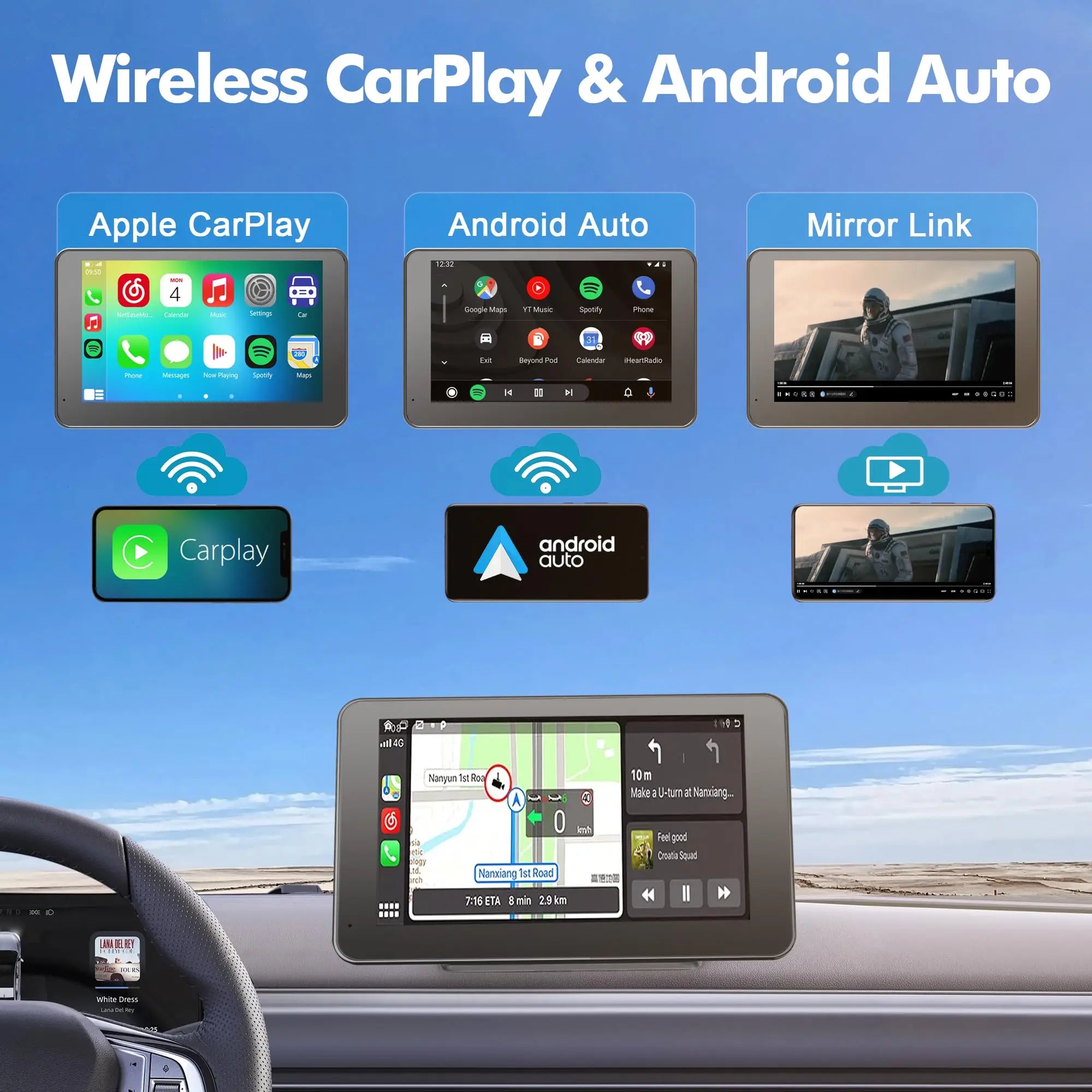 【PASLDA】2026 Fathersdaygift-Upgraded Wireless Carplay Screen for Andriod & Iphone : the Ultimate Portable Car Play Adapter for Seamless In-Car Entertainment