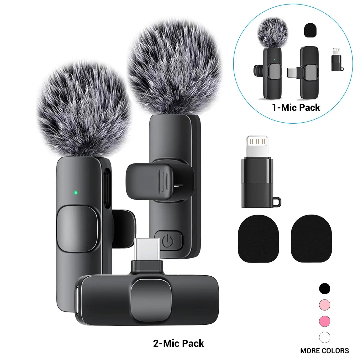 Wireless Mini Lavalier Microphone for Iphone, Ipad & Android, Noise-Cancelling Plug & Play Lapel Mic for Lightning, Usb-Rechargeable Microphone for Short-Video Platforms, Video Recording, Vlogs & Live Streaming, Noise Reduction Mic