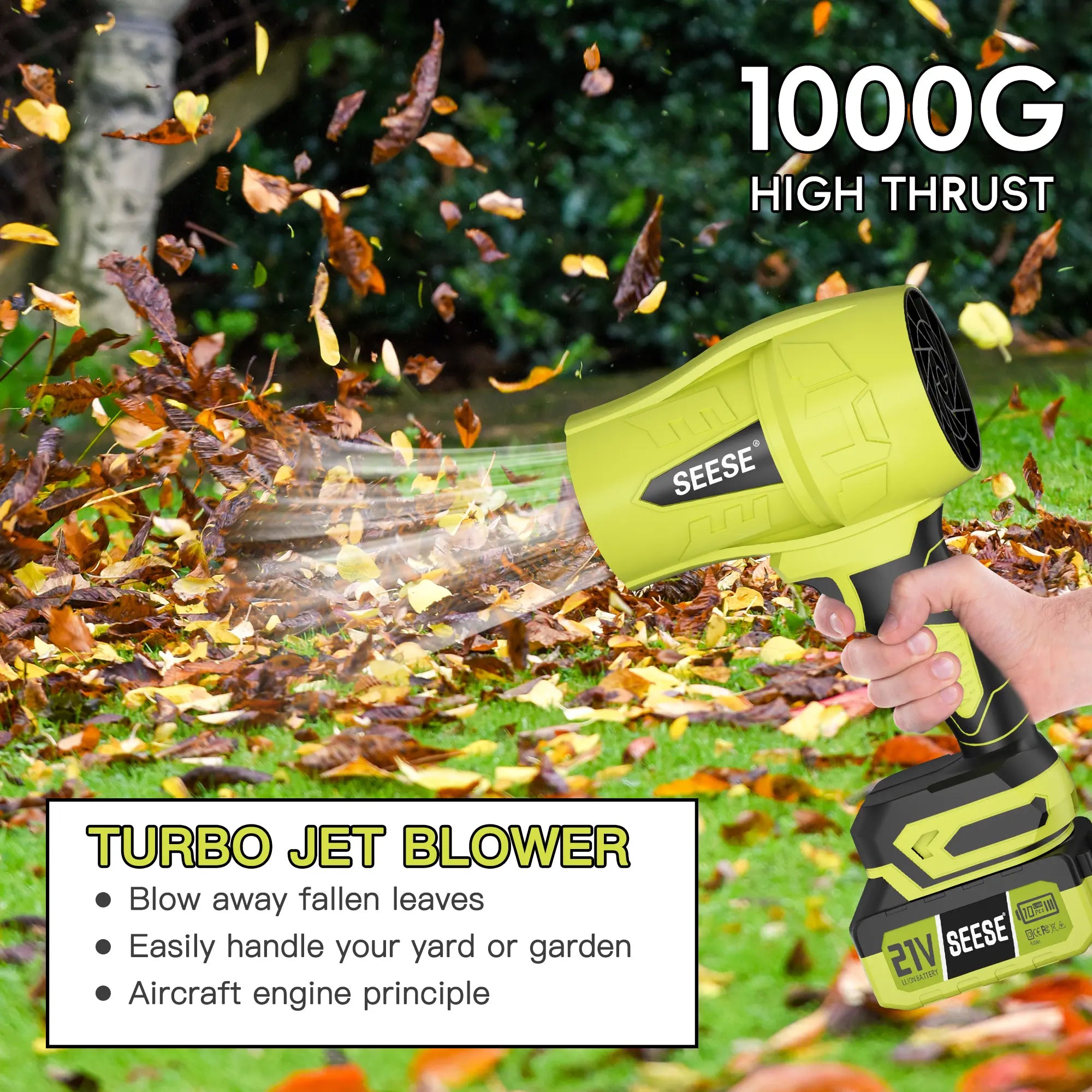 【Fathersdaygift】Seese Cordless Leaf Blower Violent Turbofan,Brushlesspure Copper Motor Jet Fan with Battery,Cordlessturbo Super Power Air Duster, Car Drying after Wash, Snowremoval Fathersdaygift