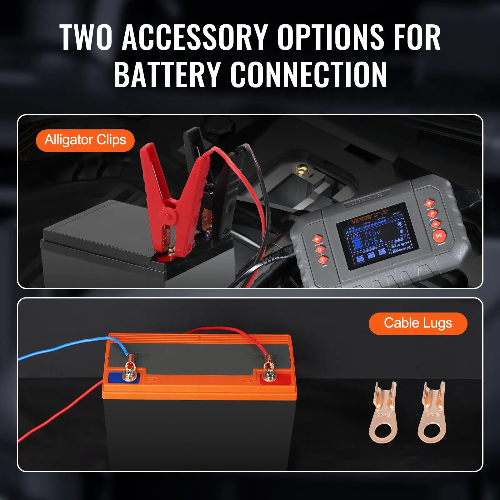 【Fathersdaygift】Vevor Smart Battery Charger 35-Amplithium Lifepo4 Lead-Acid (AGM / Gel / SLA) Car Battery Charger with LCD Displaytrickle Charger Maintainer Desulfator for Boat Motorcycle Lawn Mower Deep Cycle