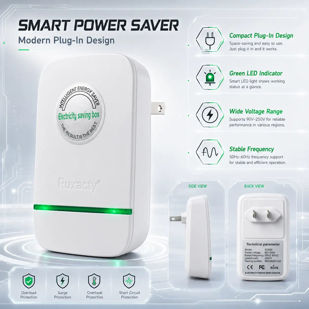 Compact Plug-In Power Box with US Plug, Built-In Indicator Light, Portable Indoor Plug-In Device for Home, Office, Dorm, Bedroom, and Travel Use