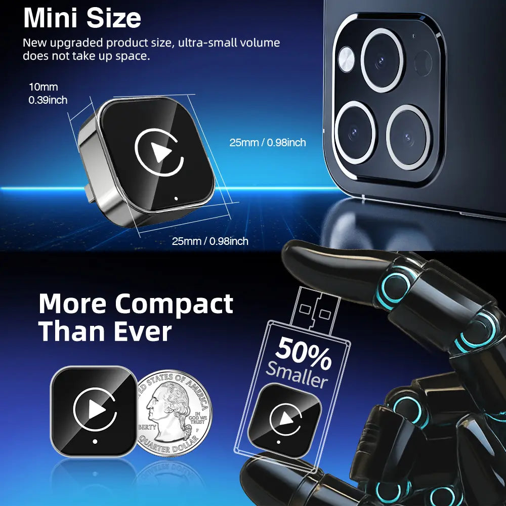 2026 New Upgraded Wireless Carplay Adapter for Iphone/Android – Mini Size, Dual-Band 2.4G/5G, Bluetooth 5.0, Instant Connection & Hands-Free Calling