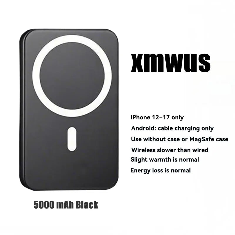 5000Mah Magnetic Power Bank for Iphone 12–17 Series, Works Best with Magsafe Case or No Case, Portable Wireless Charger Fathersdaygift