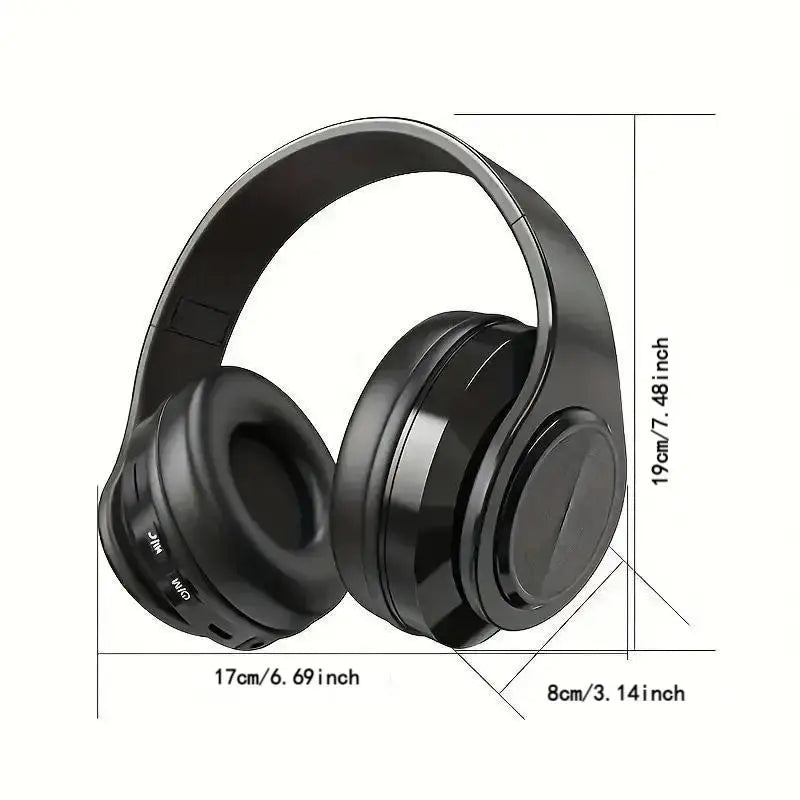 Wireless Headphones, Foldable Headphones with Colorful LED Light, Headphones with Microphone, FM, SD Card Slot, for School, Tablet, PC, TV, Phone, Wireless Chargeable Headphones