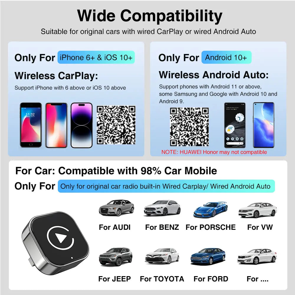2026 New Upgraded Wireless Carplay Adapter for Iphone/Android – Mini Size, Dual-Band 2.4G/5G, Bluetooth 5.0, Instant Connection & Hands-Free Calling