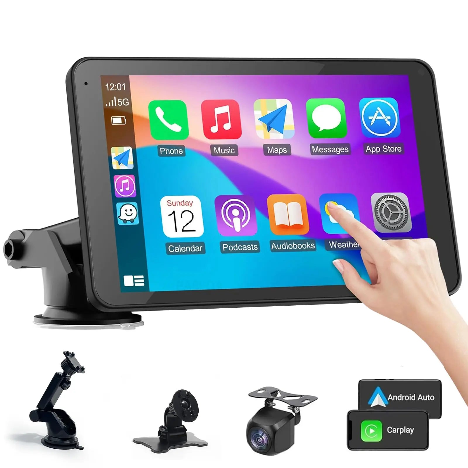 【PASLDA】2026 Fathersdaygift-Upgraded Wireless Carplay Screen for Andriod & Iphone : the Ultimate Portable Car Play Adapter for Seamless In-Car Entertainment