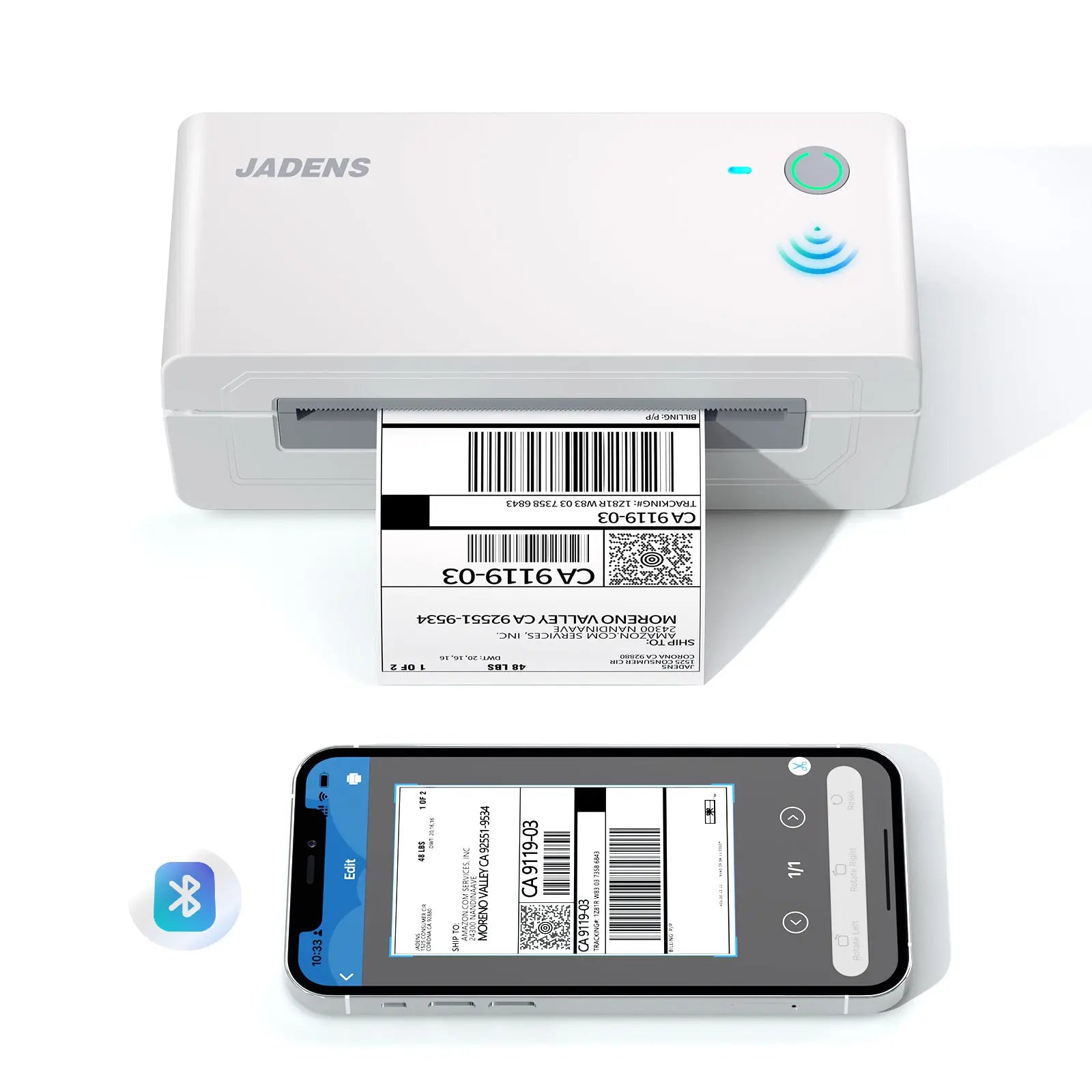 JADENS Shipping Label Printer,Bluetooth Wireless Thermal Label Printer, Compatible with Ios, Android, Windows, Mac, Chromebook, Widely Used for Etsy, Ebay, Shopify, Usps-Summervibes