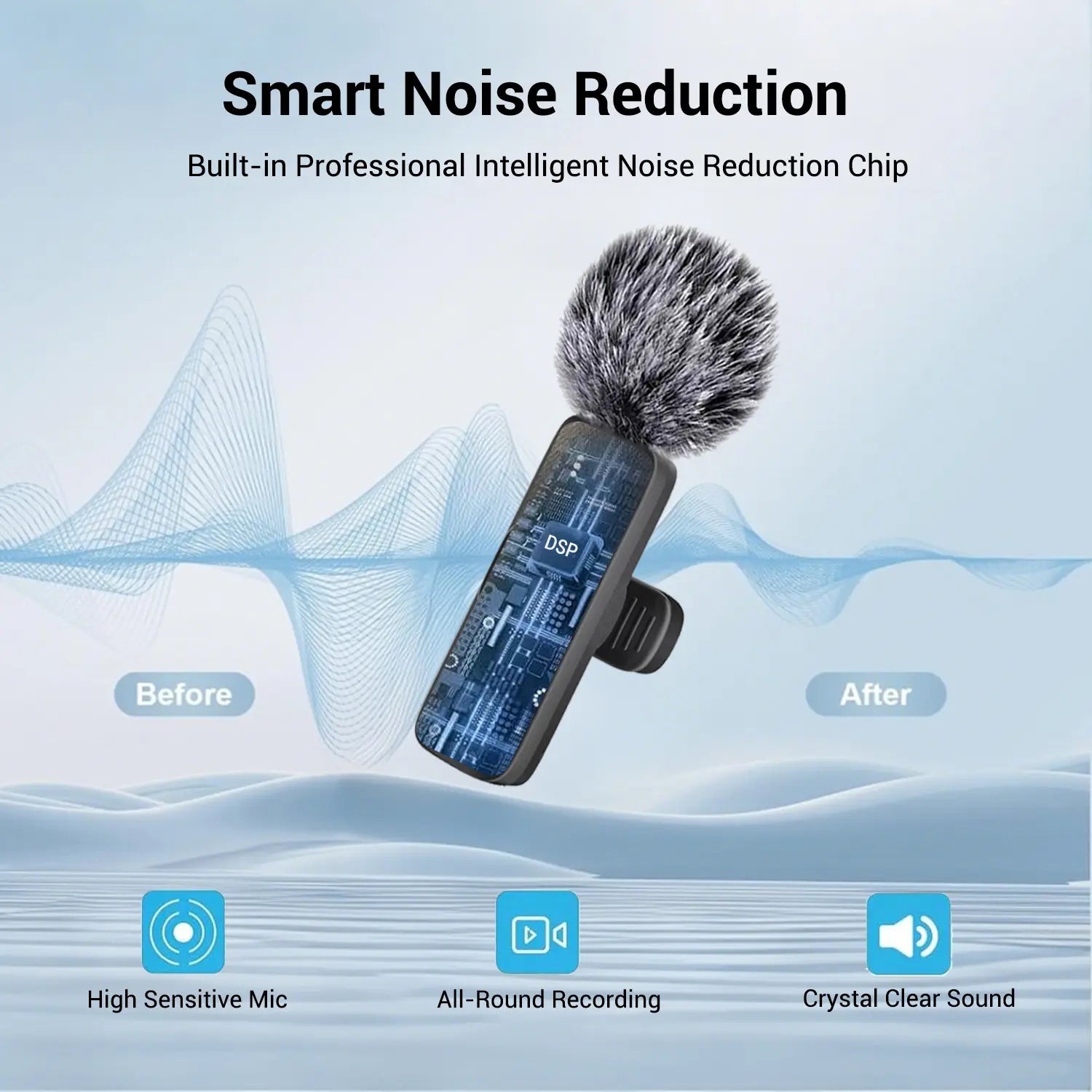 Wireless Mini Lavalier Microphone for Iphone, Ipad & Android, Noise-Cancelling Plug & Play Lapel Mic for Lightning, Usb-Rechargeable Microphone for Short-Video Platforms, Video Recording, Vlogs & Live Streaming, Noise Reduction Mic