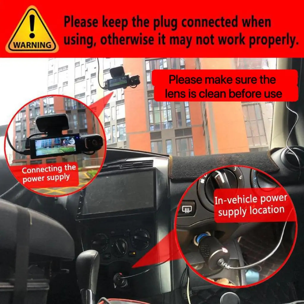 High-Definition Front and Rear Dual-Lens Car-Mounted Driving Recorder with 3.16-Inch IPS High-Definition Screen Car Dash Camera Front Rear Dashcam HD Driving Recorder Automotive Driving Recorder Automotive Video Recorder