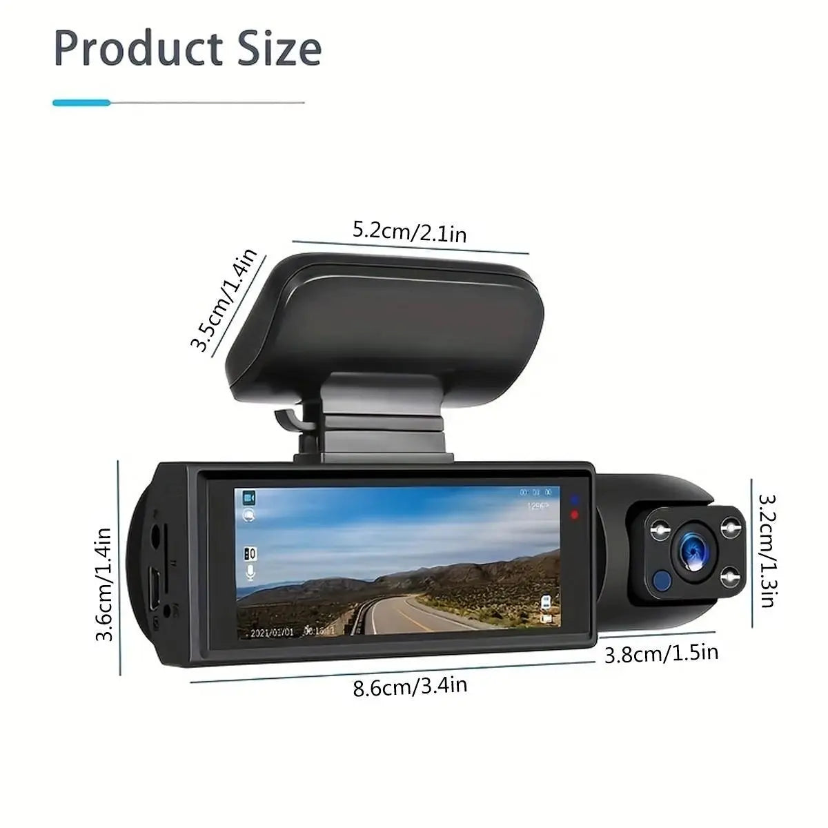 High-Definition Front and Rear Dual-Lens Car-Mounted Driving Recorder with 3.16-Inch IPS High-Definition Screen Car Dash Camera Front Rear Dashcam HD Driving Recorder Automotive Driving Recorder Automotive Video Recorder
