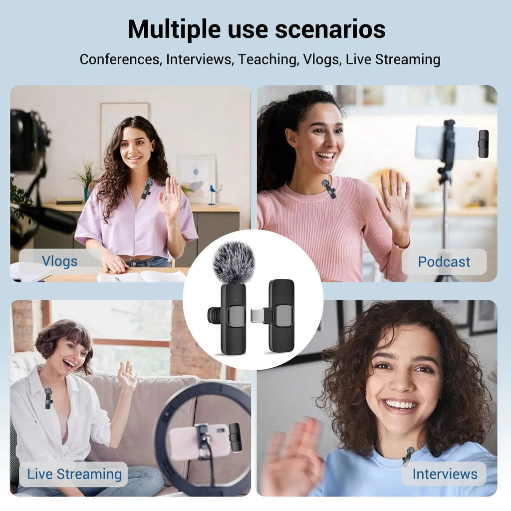 Wireless Mini Lavalier Microphone for Iphone, Ipad & Android, Noise-Cancelling Plug & Play Lapel Mic for Lightning, Usb-Rechargeable Microphone for Short-Video Platforms, Video Recording, Vlogs & Live Streaming, Noise Reduction Mic