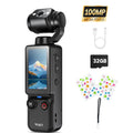 W&O Portable 2.5K Ultra HD Video Recorder with 180° Rotating Lens, Handheld Stabilizer Pocket Camera, Full Body Camera for Vlogging, Travel & Daily Life Recording, USB Rechargeable, Black, Vlogging Camera, Modern Gadget, Durable Construction, Camcorder