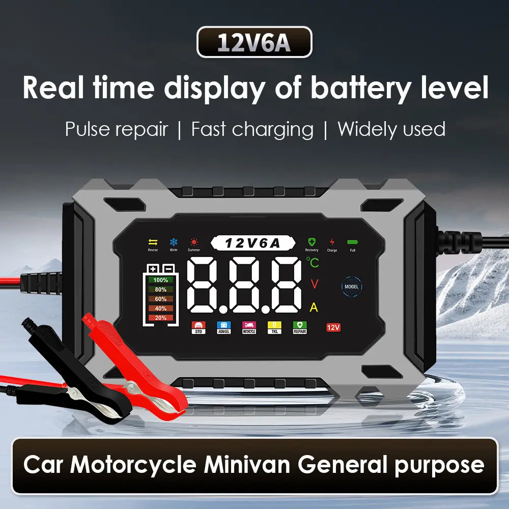 12V/24V Smart Battery Charger, Maintainer & Trickle Charger for Lifepo4, Lead Acid Batteries for Motorcycle Car Truck Lawnmower Boat Car Battery Charger, Automatically Stops When Fully Charged